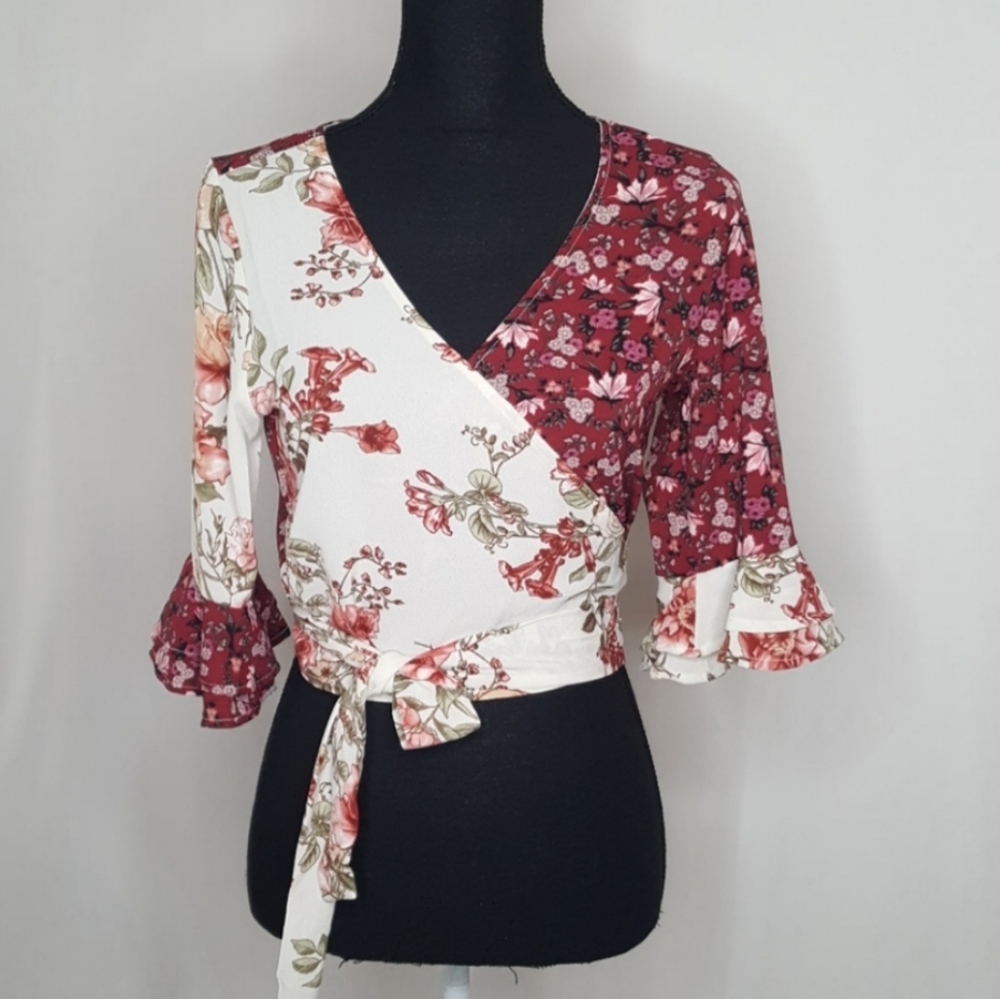Polly & Esther Wrap Crop Top NWOT